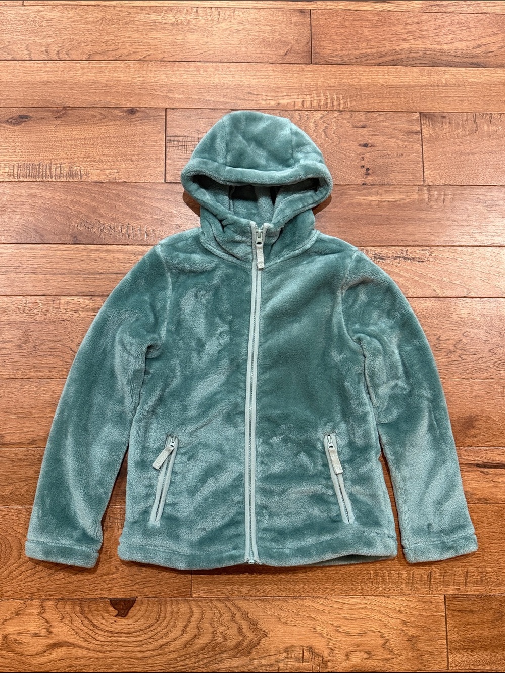 Lands End Girls Green Jacket - Softest Fleece Hooded Zippered Jacket- Size M (8)